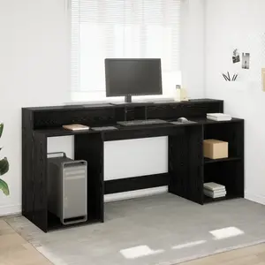 vidaXL Bureau  Chêne noir 200x55x91 cm Bois d'ingénierie pas cher