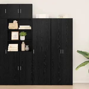vidaXL Buffet  en chêne noir 50x42.5x185 cm en bois reconstitué pas cher