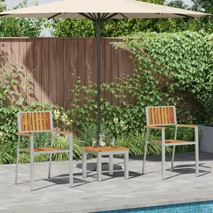 Comparateur de prix : vidaXL Set de jardin à manger avec coussins 3 pcs Marron Acacia massif