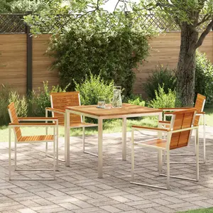 Ensemble de repas de jardin 5 pièces en bois d'acacia vidaXL 3334806 pas cher