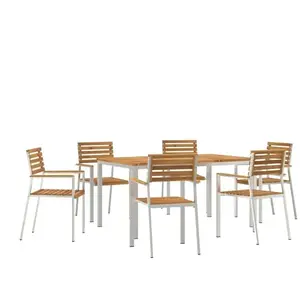 vidaXL Ensemble de Salle à Manger de Jardin 7 pièces en Bois Massif d'acacia pas cher