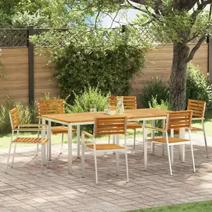 Comparateur de prix : vidaXL Ensemble De Salle À Manger De Jardin Vidaxl 7 Pièces En Bois Massif D'acacia