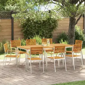 Comparateur de prix : vidaXL Ensemble de salle à manger pour jardin 9 pcs Marron