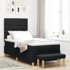 vidaXL Vidaxl Lit Box Spring Avec Matelas & Banc Noir 80x200 Cm Tissu pas cher