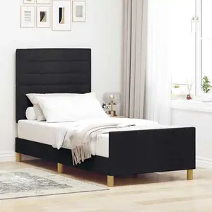 vidaXL Lit En Tissu Noir Vidaxl 90x190 Cm pas cher