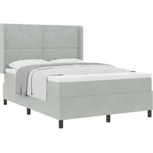 vidaXL Lit box spring avec matelas Gris clair 140x190 cm Velours pas cher