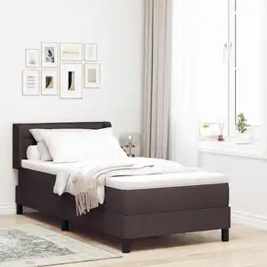 vidaXL Lit boxspring avec matelas Marron foncé 90 x 190 cm pas cher