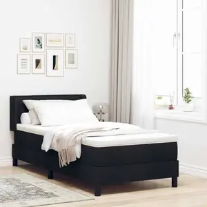 vidaXL Lit à ressorts Noir 100 x 200 cm Tissu et Mousse pas cher