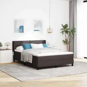 vidaXL Lit à ressorts Marron foncé 140 x 200 cm Tissu et Mousse pas cher