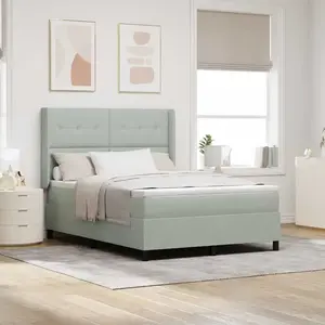 vidaXL Lit avec sommier et matelas Gris clair 160x200 cm Velours pas cher