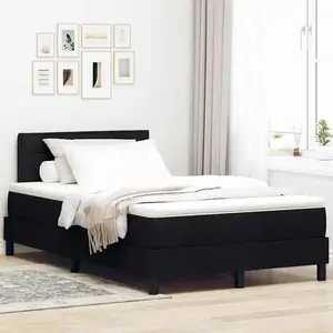 vidaXL Lit coffre avec matelas & lumière LED noire 120x190 cm en tissu pas cher