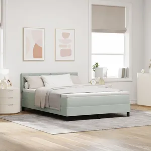 vidaXL Lit à ressort LED avec matelas Gris clair 140 x 200 cm Velours pas cher