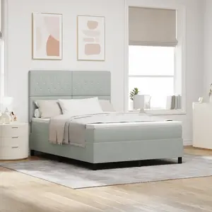 vidaXL Lit à Ressort LED avec Matelas Gris Clair 140 x 190 cm Velours pas cher
