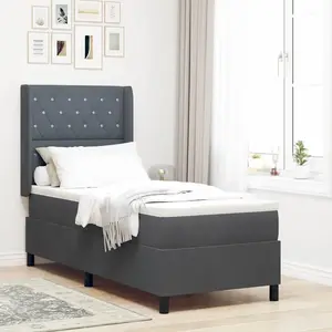 vidaXL Vidaxl Lit À Ressorts Avec Matelas & Led Gris Foncé 80x200 Cm En Velours pas cher