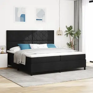 vidaXL Lit à ressorts avec matelas et LED noir 200 x 200 cm Tissu pas cher