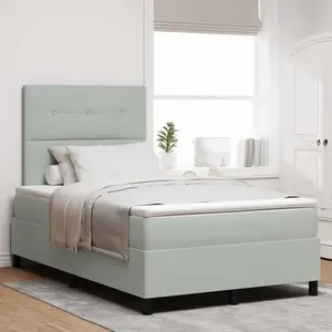 vidaXL Lit à ressorts avec matelas et lumière LED Gris clair 120x190 cm Velours pas cher