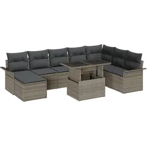 vidaXL Ensemble de canapé de jardin avec coussin 9 pcs Gris pas cher