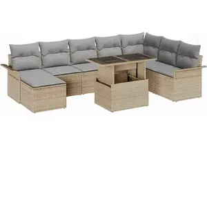 vidaXL Ensemble de canapé de jardin 9 pcs Beige et Gris clair pas cher