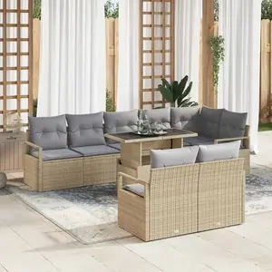 Vidaxl - Ensemble De Canapé De Jardin 9 Pcs Beige Poly Rotin pas cher