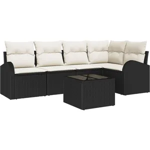 Vidaxl - Ensemble De Canapé De Jardin 6 Pcs Noir, Blanc Poly Rotin pas cher