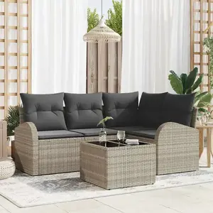Vidaxl - Ensemble De Canapé De Jardin 5 Pcs Gris Clair Poly Rotin pas cher