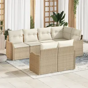vidaXL Ensemble de canapé de jardin 7 pcs Beige Poly rotin pas cher