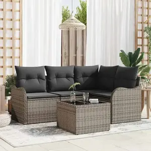 vidaXL Ensemble de canapé de jardin avec stockage 5 pcs Noir polyrotin pas cher