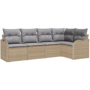 Vidaxl - Ensemble De Canapé De Jardin 5 Pcs Beige Poly Rotin pas cher