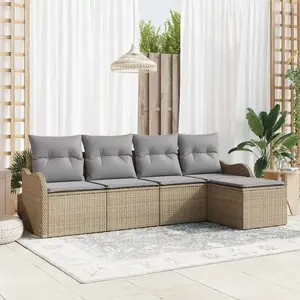 Vidaxl - Ensemble De Canapé De Jardin 5 Pcs Beige Poly Rotin pas cher