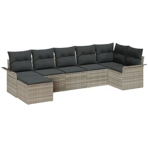 Vidaxl - Ensemble De Canapé De Jardin 7 Pcs Gris Clair Poly Rotin pas cher