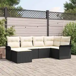 vidaXL Ensemble de canapé de jardin avec stockage 6 pcs Noir polyrotin pas cher