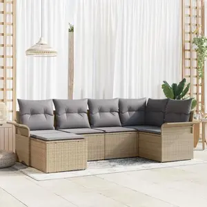 Vidaxl - Ensemble De Canapé De Jardin 6 Pcs Beige Poly Rotin pas cher