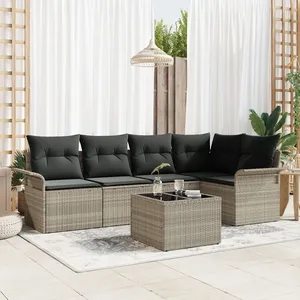 Vidaxl - Ensemble De Canapé De Jardin 6 Pcs Gris Clair Poly Rotin pas cher