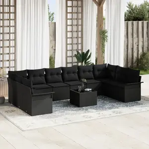 vidaXL Ensemble de canapé de jardin 11 pcs Beige Poly rotin pas cher