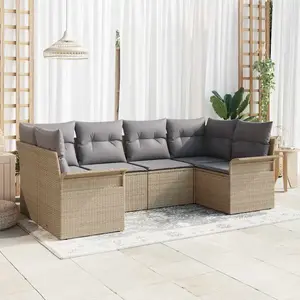 Vidaxl - Ensemble De Canapé De Jardin 6 Pcs Beige Poly Rotin pas cher