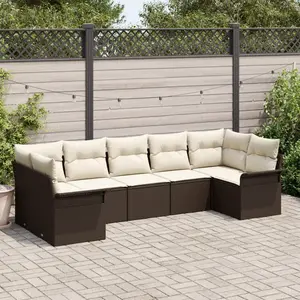 Vidaxl - Ensemble De Canapé De Jardin 7 Pcs Marron Poly Rotin pas cher