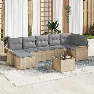 Vidaxl - Ensemble De Canapé De Jardin 8 Pcs Beige Poly Rotin pas cher