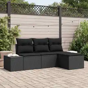 Vidaxl - Ensemble De Canapé De Jardin Avec Coussin 4 Pcs Noir pas cher