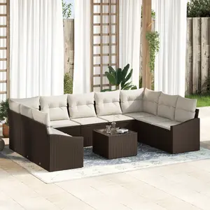 vidaXL Set De Canapé De Jardin Vidaxl Ensemble De 10 Ivoire Poly Rotin pas cher