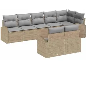 vidaXL Ensemble de canapé de jardin 8 pcs Beige et Gris clair pas cher