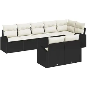 Vidaxl - Ensemble De Canapé De Jardin 8 Pcs Noir, Blanc Poly Rotin pas cher