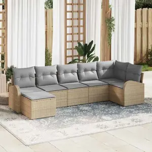 vidaXL Ensemble de canapé de jardin 7 pcs Beige et gris clair pas cher