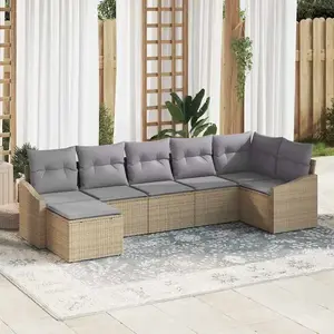 vidaXL Ensemble de canapé de jardin 7 pcs Beige et Gris clair pas cher
