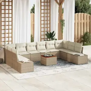 vidaXL Ensemble de canapés de jardin 11 pcs Beige et blanc pas cher