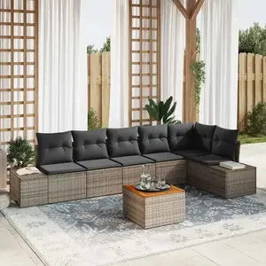 Vidaxl ensemble de canapé de jardin avec stockage 7 pcs gris polyrotin pas cher