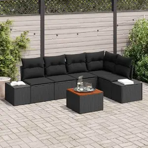 vidaXL Ensemble de canapé de jardin avec stockage 6 pcs Noir polyrotin pas cher
