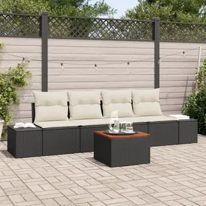 vidaXL Ensemble de canapé de jardin 5 pcs Noir et Crème polyrotin pas cher