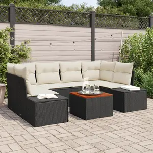 vidaXL Ensemble de canapé de jardin 7 pcs Noir et Crème polyrotin pas cher