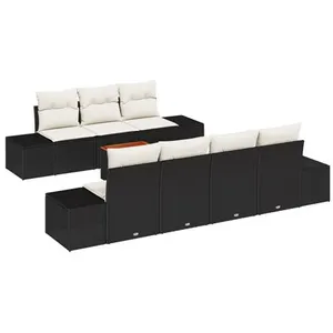 vidaXL Ensemble de canapé de jardin 8 pcs Noir et Crème polyrotin pas cher