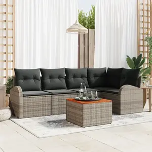 vidaXL Ensemble de canapé de jardin avec stockage 6 pcs Gris polyrotin pas cher